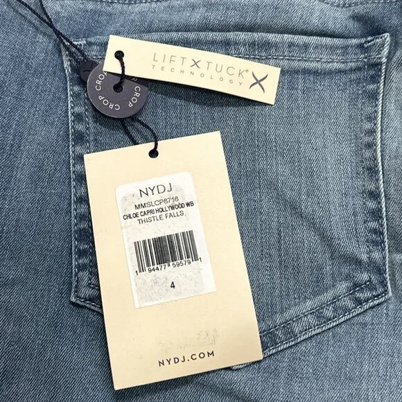 NYDJ Chloe Capri Jeans Hollywood Waistband Thistle Falls Size 4 Cropped Denim - Picture 11 of 11